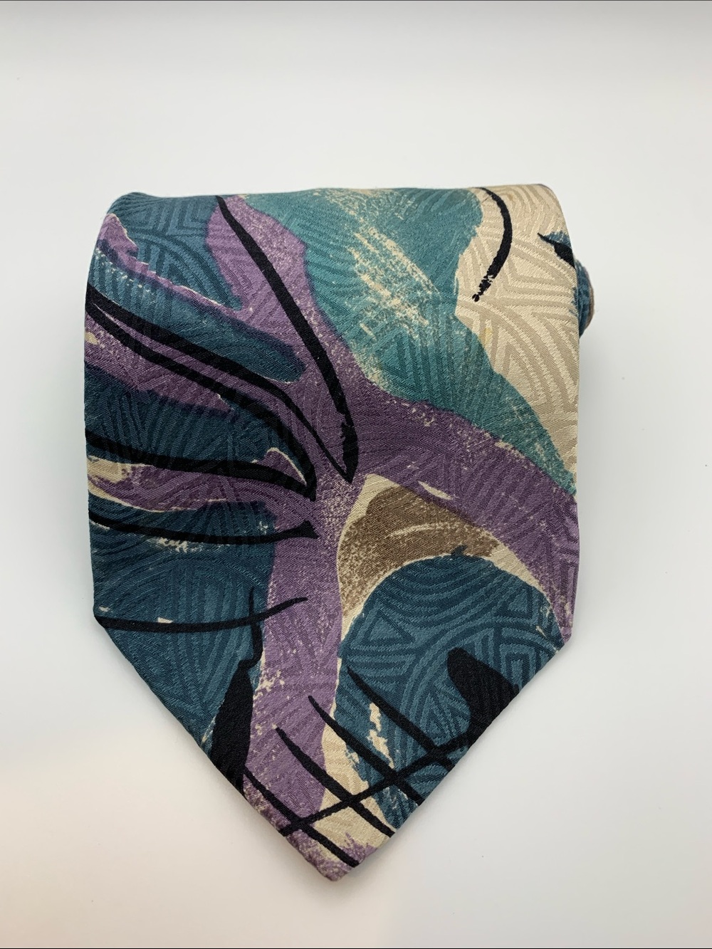 Vintage Mario Valentino Italian Silk Abstract Tie 90s